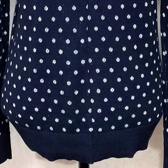 JONES New York Blue Silver Polka Dot Sweater Med - Picture 6 of 8